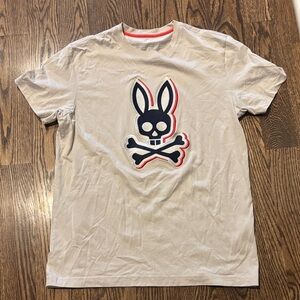 Psycho Bunny Crewneck Tee in Beige with Red Trim